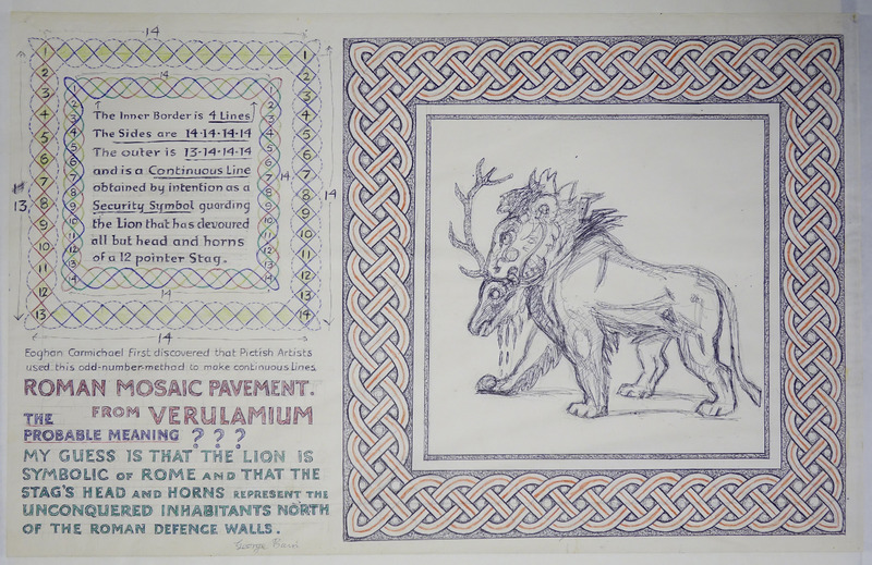 George Bain Drawing - roman Mosaic Pavement from Verulamium.