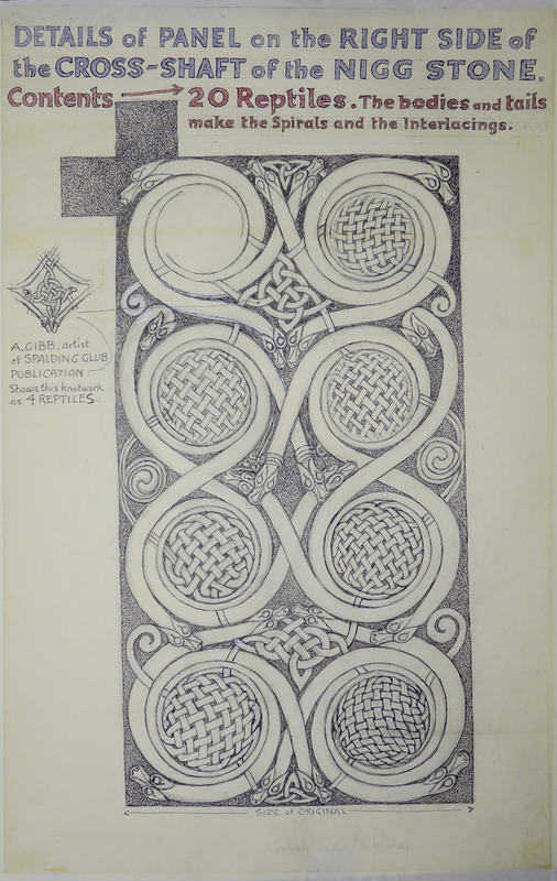 George Bain Drawing - Details of the Nigg Stone.
