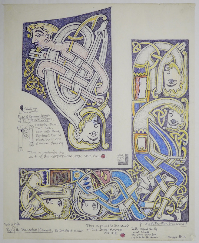 George Bain Drawing - Book of Kells.  Opening Words of St Marks Gospel.